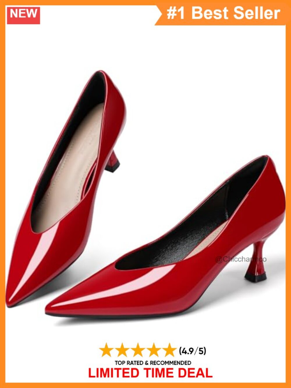 2-Inch Kitten Heel Pumps Pointed Toe Comfortable Dress Shoes